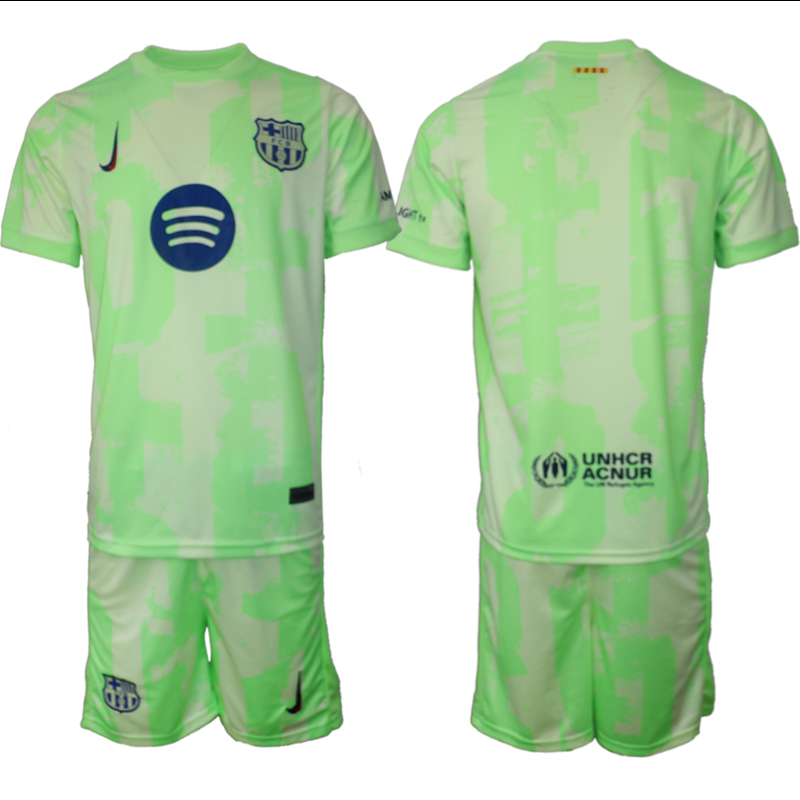 Men 2024-2025 Club Barcelona away Green Blank Soccer Jersey->barcelona jersey->Soccer Club Jersey